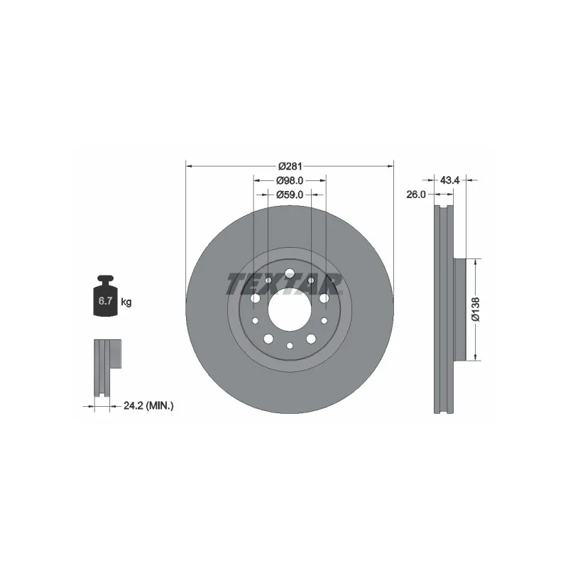 Jeu de 2 disques de frein avant TEXTAR 92304803