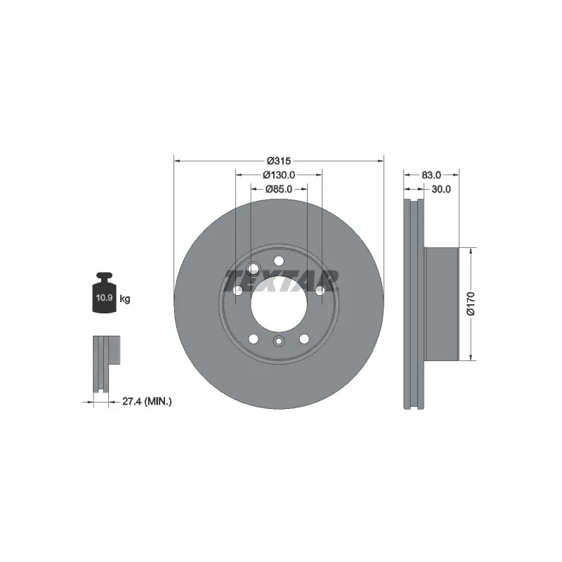 Jeu de 2 disques de frein avant TEXTAR 92304905