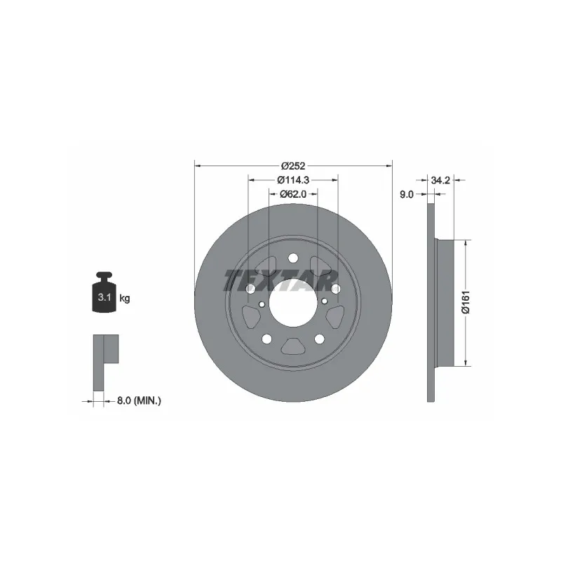 Jeu de 2 disques de frein arrière TEXTAR 92305703