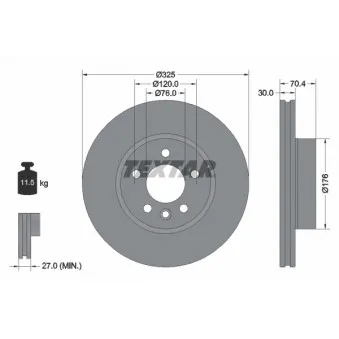 Jeu de 2 disques de frein avant TEXTAR 92305905