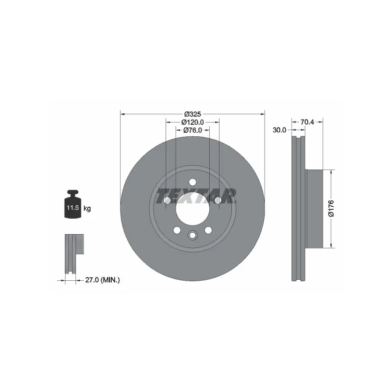 Jeu de 2 disques de frein avant TEXTAR 92305905