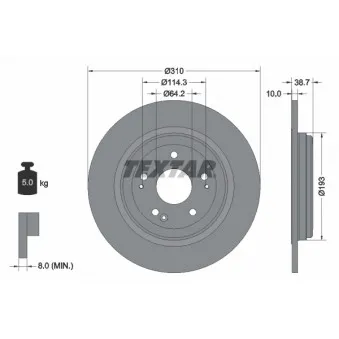 Jeu de 2 disques de frein arrière TEXTAR 92306103