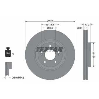 Jeu de 2 disques de frein avant TEXTAR 92306303
