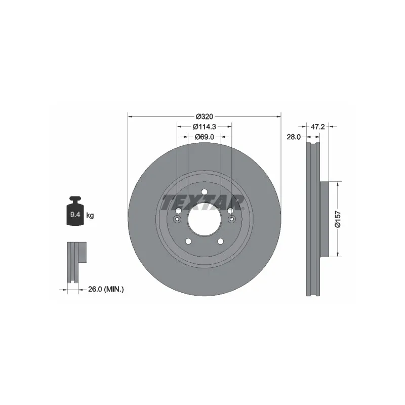 Jeu de 2 disques de frein avant TEXTAR 92306303
