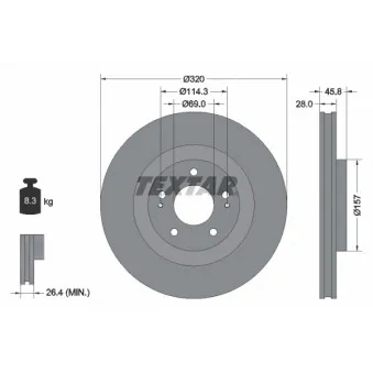 Jeu de 2 disques de frein avant TEXTAR 92306503