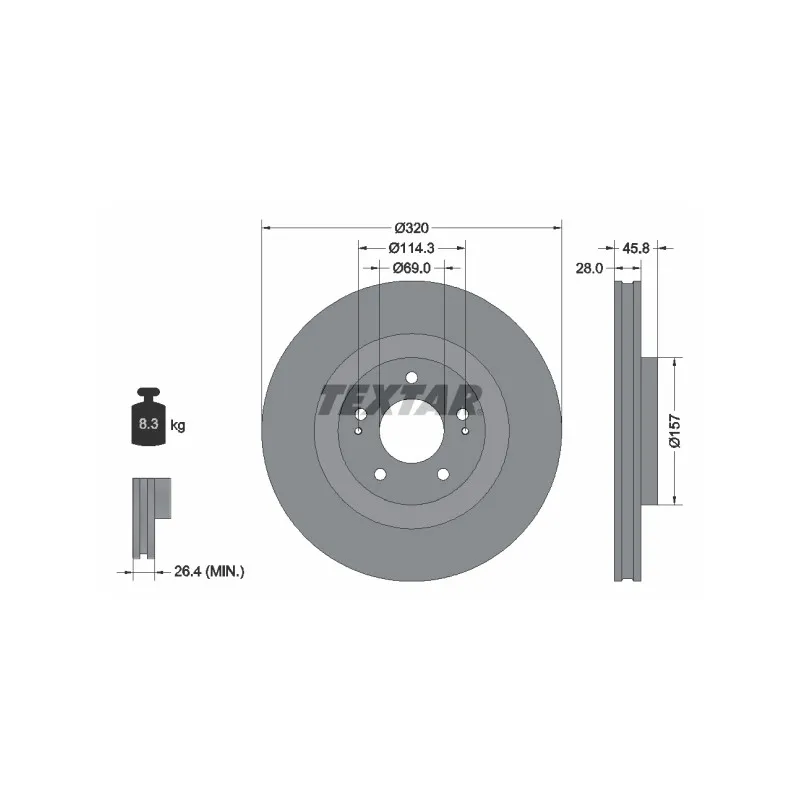 Jeu de 2 disques de frein avant TEXTAR 92306503