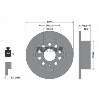 Jeu de 2 disques de frein arrière TEXTAR 92306603