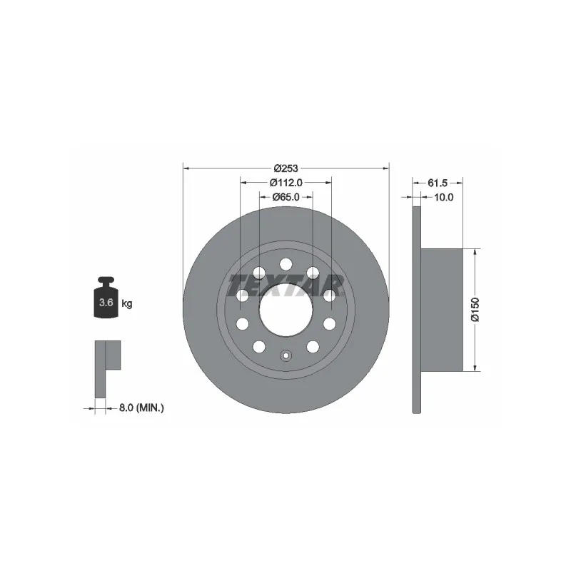 Jeu de 2 disques de frein arrière TEXTAR 92306603