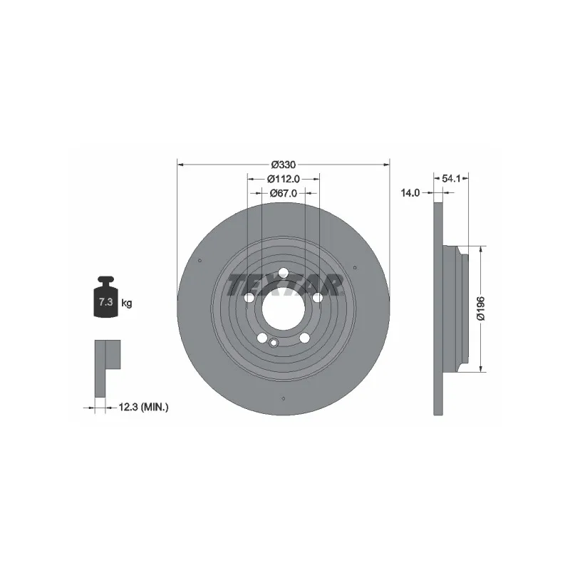 Jeu de 2 disques de frein arrière TEXTAR 92306905