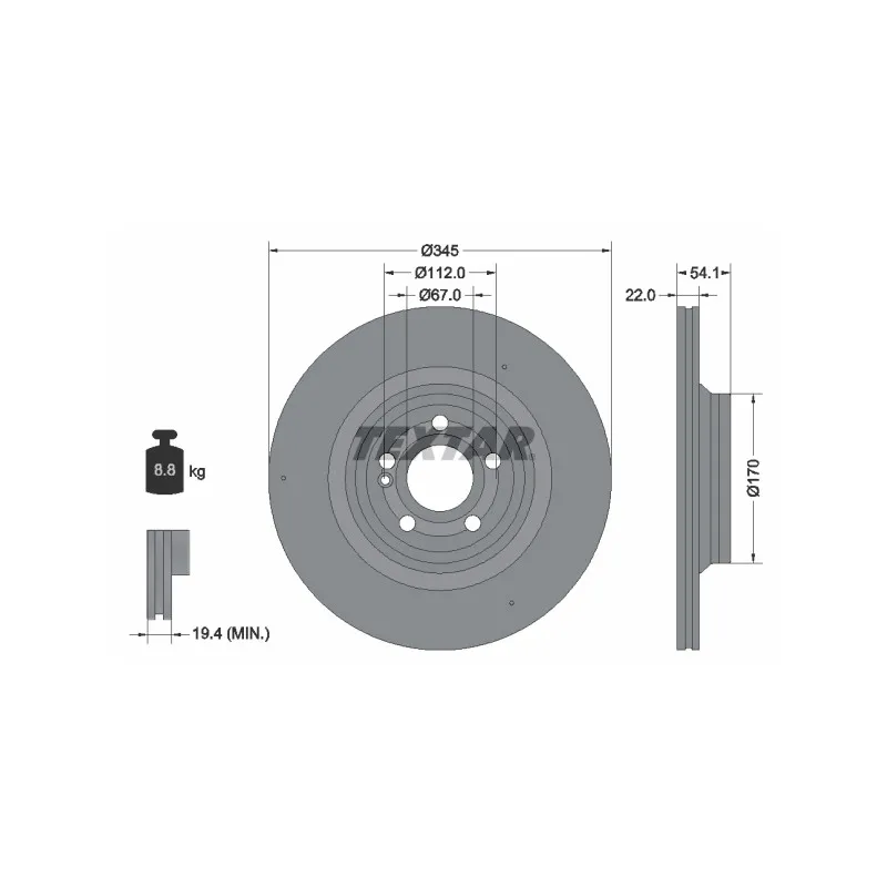 Jeu de 2 disques de frein arrière TEXTAR 92307005