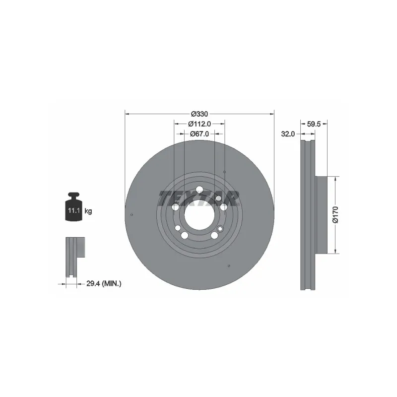 Jeu de 2 disques de frein avant TEXTAR 92307105