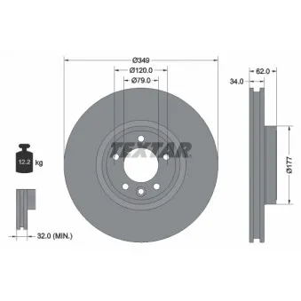 Jeu de 2 disques de frein avant TEXTAR 92307605