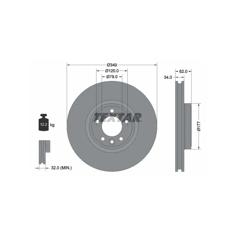 Jeu de 2 disques de frein avant TEXTAR 92307605