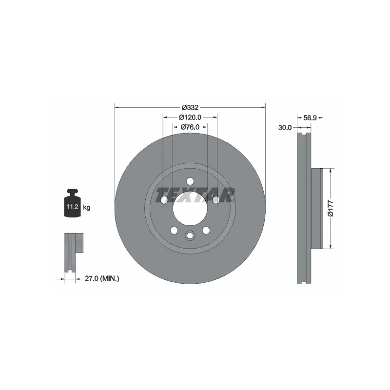 Jeu de 2 disques de frein avant TEXTAR 92307705