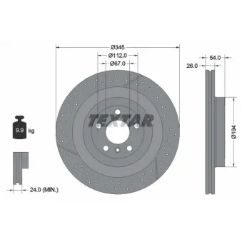 Jeu de 2 disques de frein arrière TEXTAR 92307905