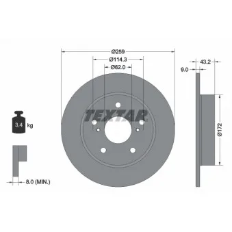 Jeu de 2 disques de frein arrière TEXTAR 92308303