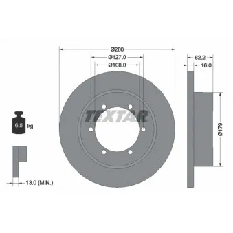 Jeu de 2 disques de frein arrière TEXTAR 92308500