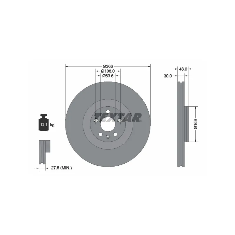 Jeu de 2 disques de frein avant TEXTAR 92308905