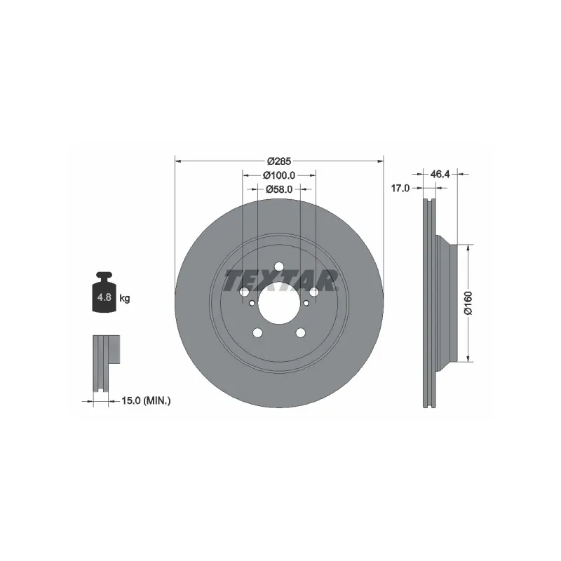 Jeu de 2 disques de frein arrière TEXTAR 92309303