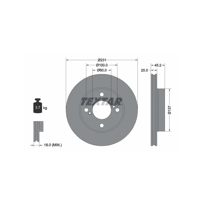 Jeu de 2 disques de frein avant TEXTAR 92309403