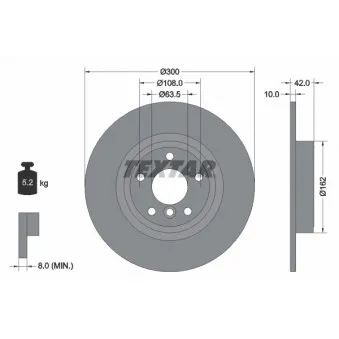 Jeu de 2 disques de frein arrière TEXTAR 92309505