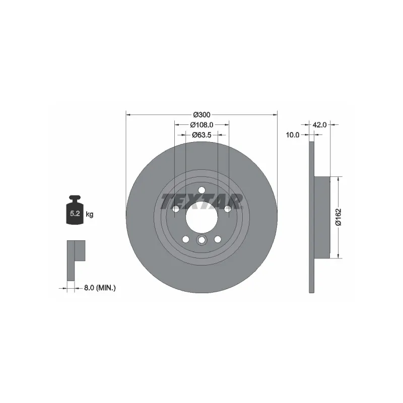 Jeu de 2 disques de frein arrière TEXTAR 92309505