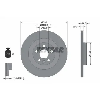 Jeu de 2 disques de frein arrière TEXTAR 92309703