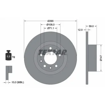Jeu de 2 disques de frein arrière TEXTAR 92313603