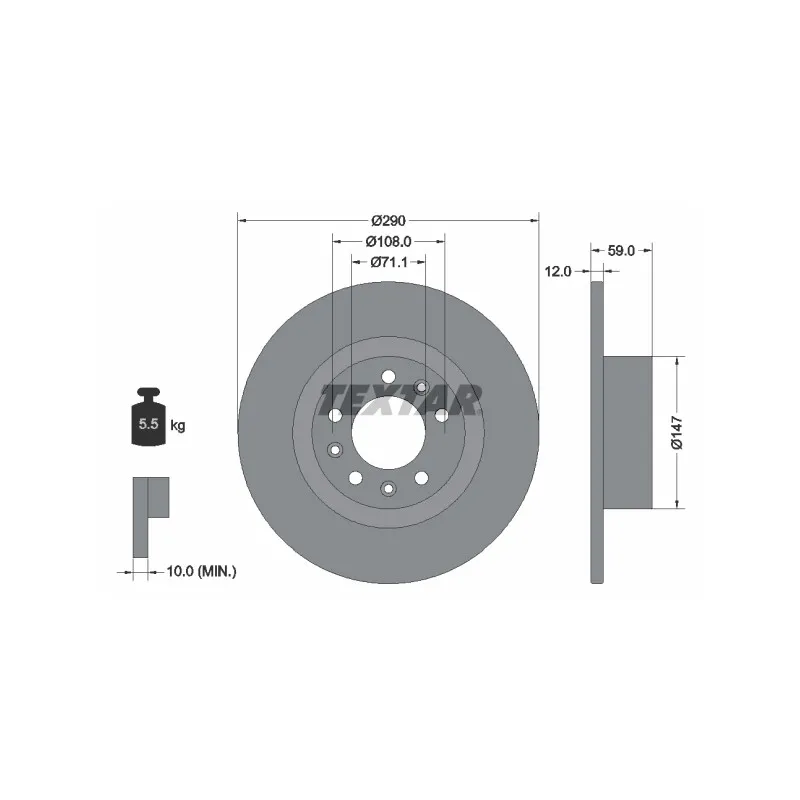 Jeu de 2 disques de frein arrière TEXTAR 92313603