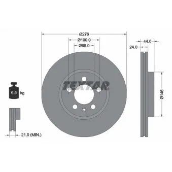 Jeu de 2 disques de frein avant TEXTAR 92313703