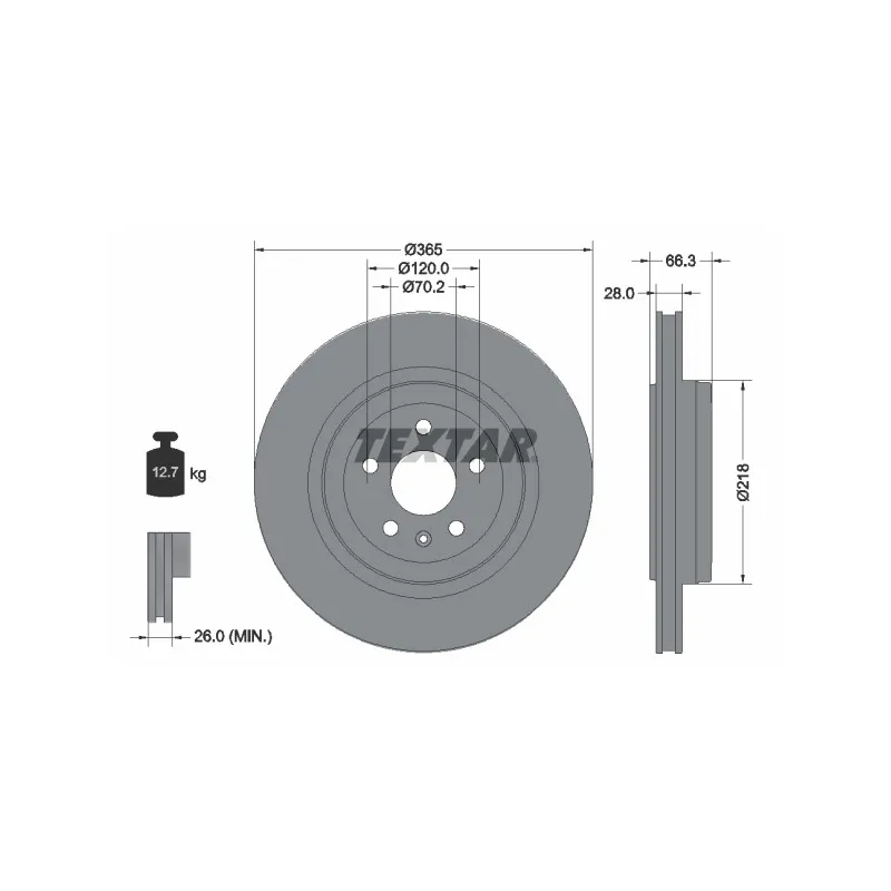 Jeu de 2 disques de frein arrière TEXTAR 92313803