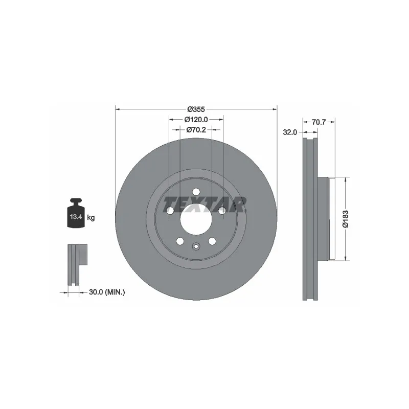 Jeu de 2 disques de frein avant TEXTAR 92313905