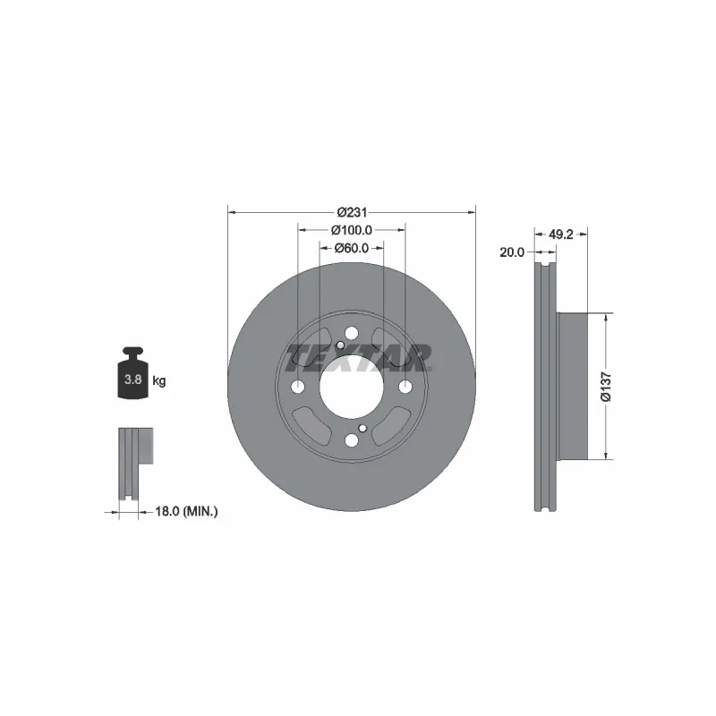 Jeu de 2 disques de frein avant TEXTAR 92314003