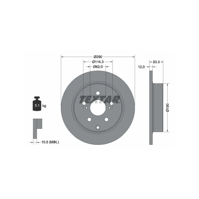 Jeu de 2 disques de frein arrière TEXTAR 92314203