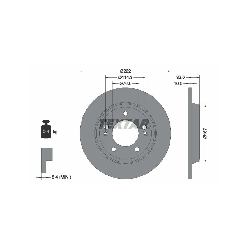 Jeu de 2 disques de frein arrière TEXTAR 92314403