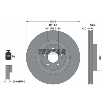 Jeu de 2 disques de frein avant TEXTAR 92314805