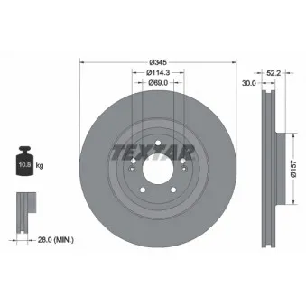 Jeu de 2 disques de frein avant TEXTAR 92315103