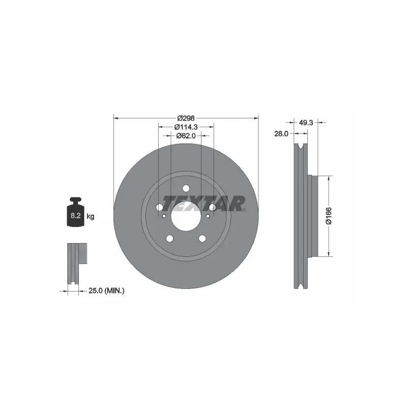 Jeu de 2 disques de frein avant TEXTAR 92315703