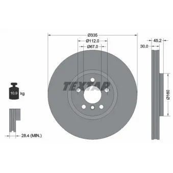 Jeu de 2 disques de frein avant TEXTAR 92316205