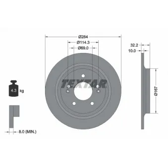 Jeu de 2 disques de frein arrière TEXTAR 92316303