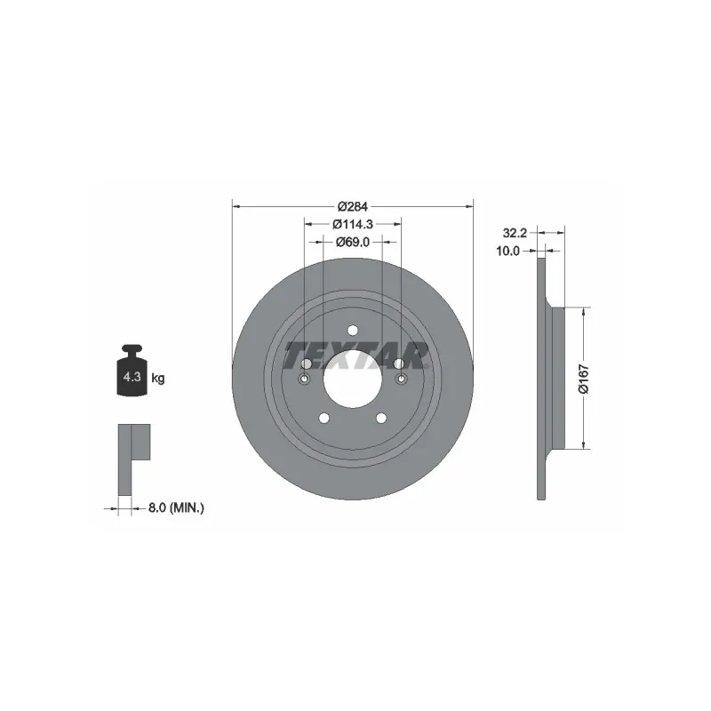 Jeu de 2 disques de frein arrière TEXTAR 92316303