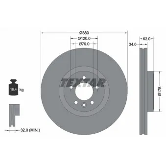 Jeu de 2 disques de frein avant TEXTAR 92316405