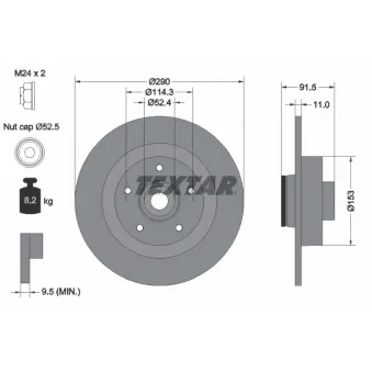 Jeu de 2 disques de frein arrière TEXTAR 92316503