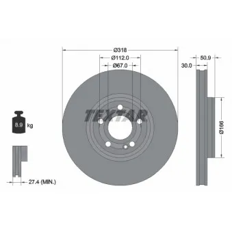 Jeu de 2 disques de frein avant TEXTAR 92316705