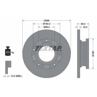 Jeu de 2 disques de frein arrière TEXTAR 92316903