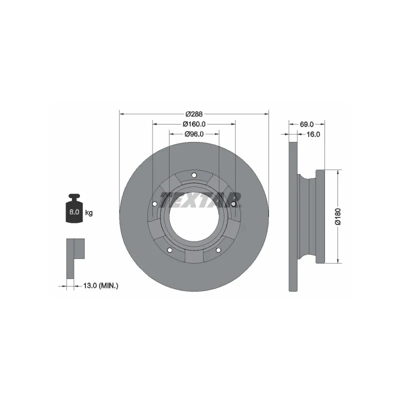 Jeu de 2 disques de frein arrière TEXTAR 92316903