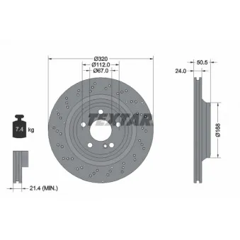 Jeu de 2 disques de frein arrière TEXTAR 92317505