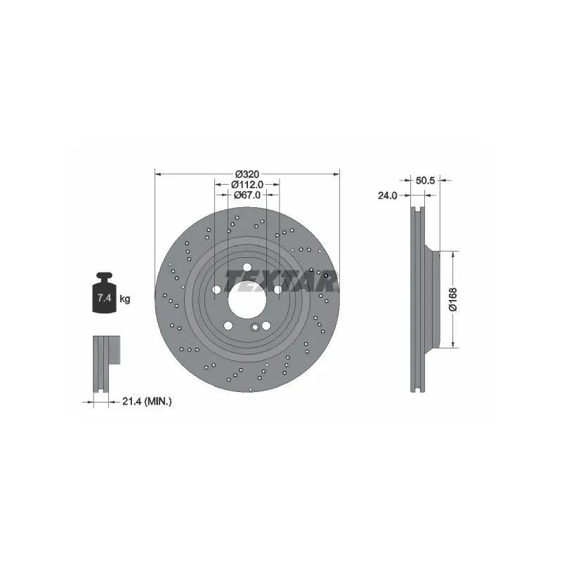 Jeu de 2 disques de frein arrière TEXTAR 92317505