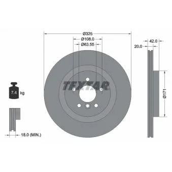 Jeu de 2 disques de frein arrière TEXTAR