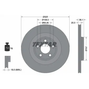 Jeu de 2 disques de frein arrière TEXTAR 92319905